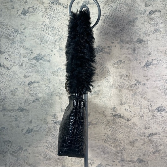 Elizabeth and James Finley Crocodile-Embossed Fur Shoulder Bag, Black - Picture 2 of 13